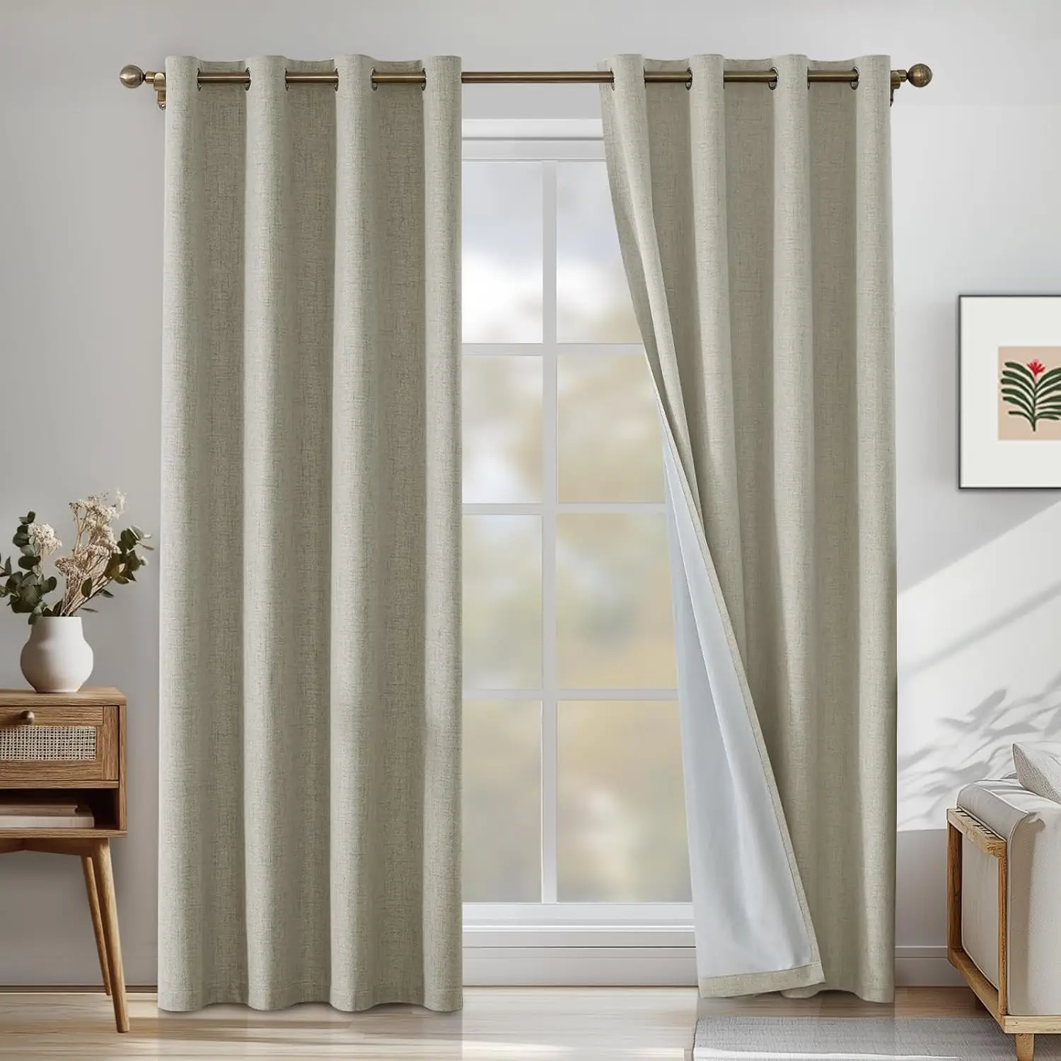 

Льняные шторы блэкаут 100% для спальни, затемняющие шторы длиной 45 дюймов, шторы для затемнения комнаты в гостиной, длинные