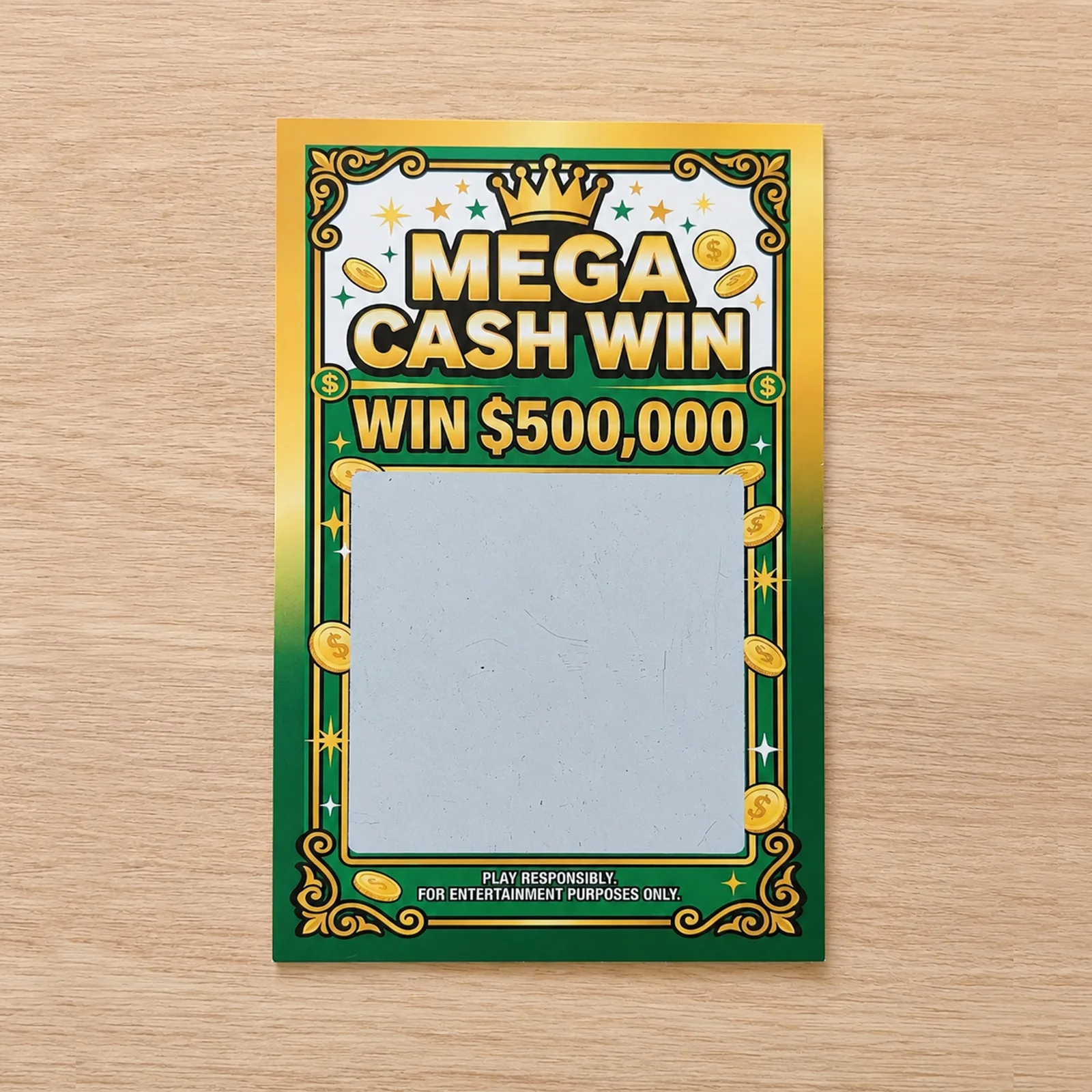 Gefälschte Gewinn-Rubbelkarten, Mega Cash Win 500K Scherz-Lotterie-Tickets, Neuartige Rubbelkarten für Partys, Aprilscherz-Spaß – Detail 5