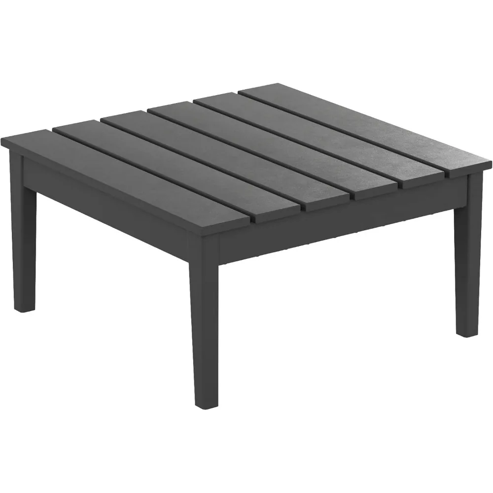 Outdoor Coffee Table, 32 Inch All Weather Poly Lumber  Patio Coffee Table Square Low Table, Gray