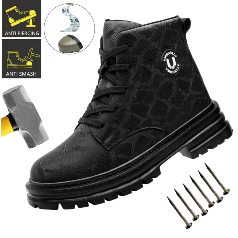 

High Top Women Boots Safety Protective Shoes Steel Toe Work Shoes Female Anti-puncture Safety Shoes Women Work Safety Boots