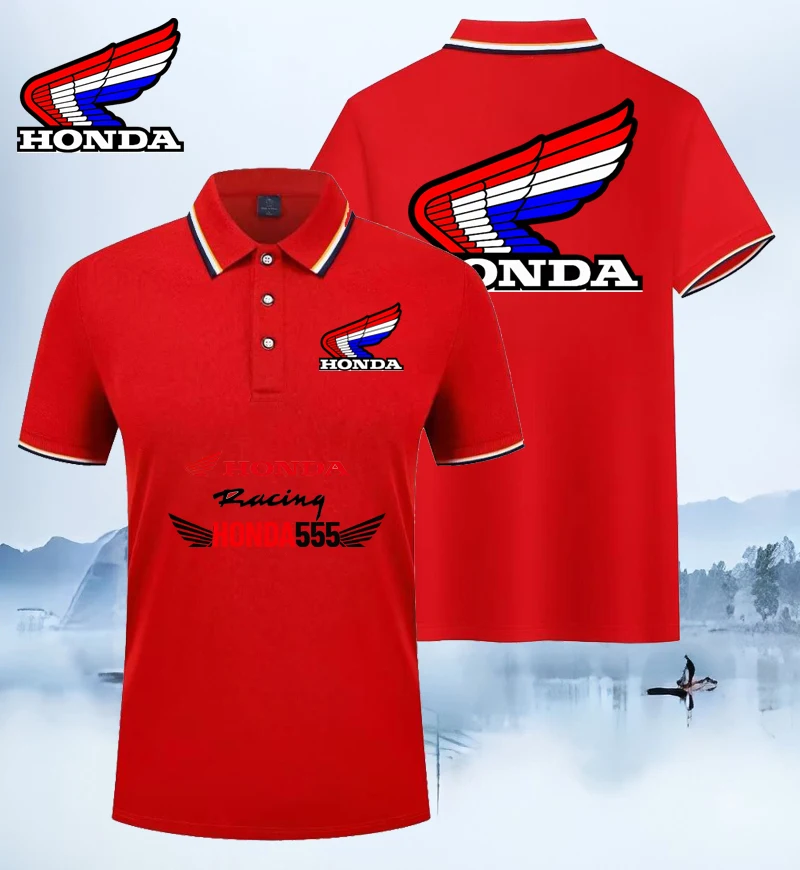 

Honda 2026 Summer New Unisex Sports Running Casual Walking Brand Printed Couple Collar 3-Button Polo Shirt Enduro Moto Jersey