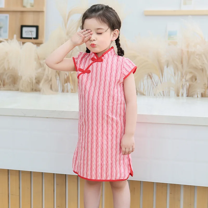 

Cheongsam Girl Dress Hanfu Slim Traditional Dress Chinese Clothing Infant Girl Qipao Tang Suit Children Girl Clothes Cute A1097