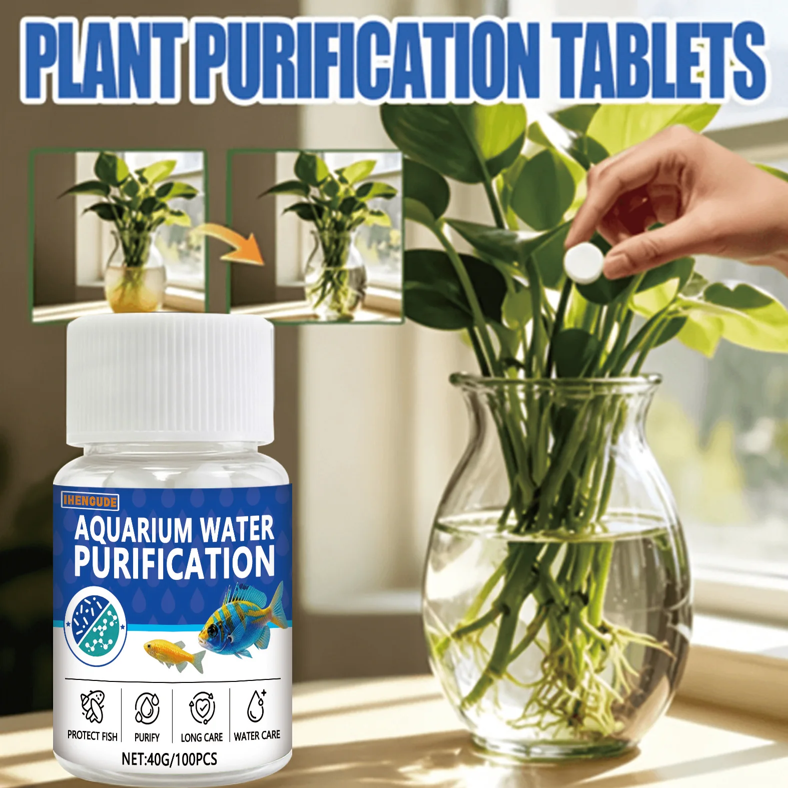 Aquarium Filtration Tablets—Quick-Acting Formula to Keep Fish Tanks, Aquariums, Hydroponic Systems, and Water Features Clear |   No Need for Electricity or Batteries, Long-Lasting Purification |   Aquarium Filtration Supplies for Convenient Maintenance in Multiple Settings