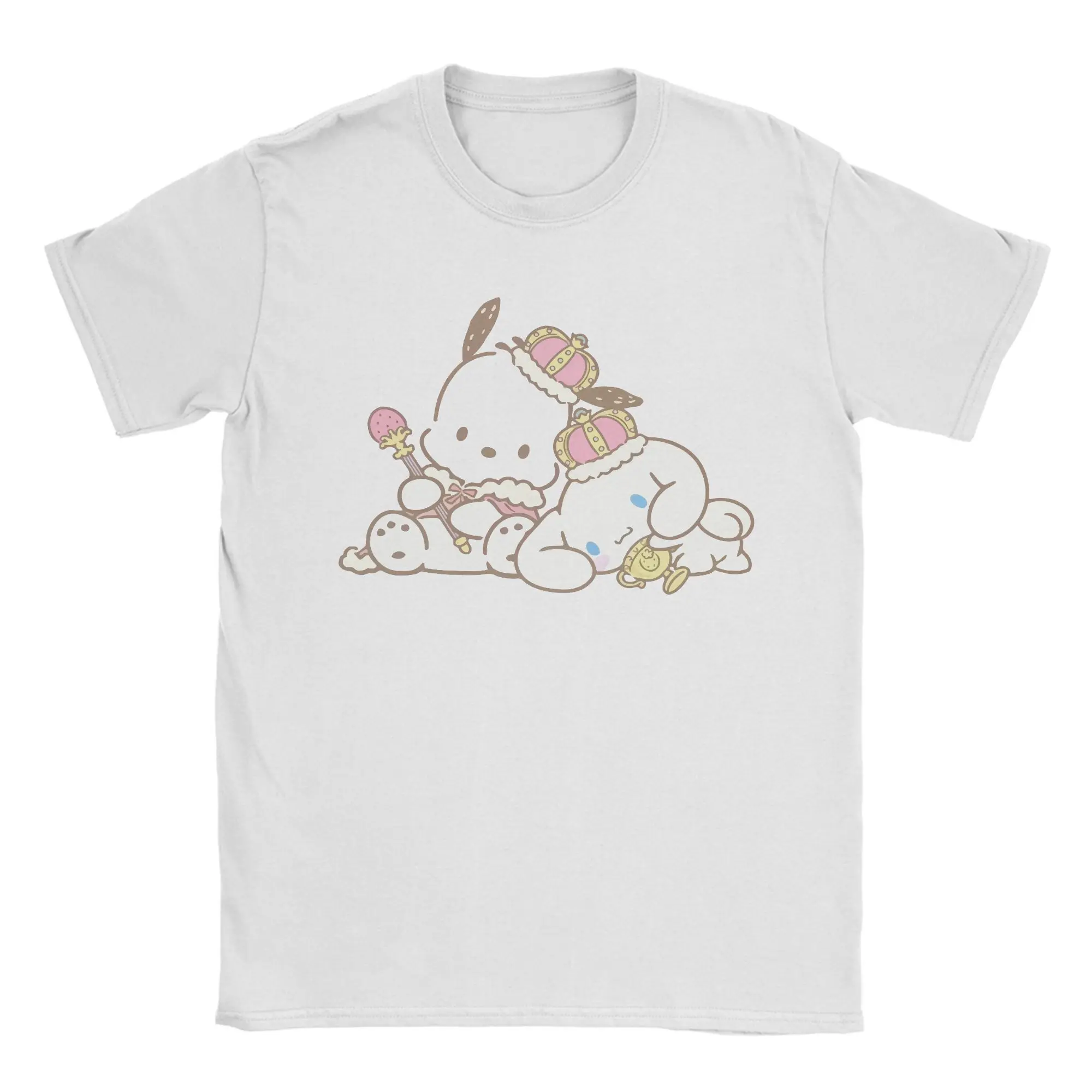 

Men T-Shirts Cute Dog Cartoon Pochacco And Cinnamoroll Funny Cotton Tee Shirt Short Sleeve T Shirt Round Neck Tops Printed