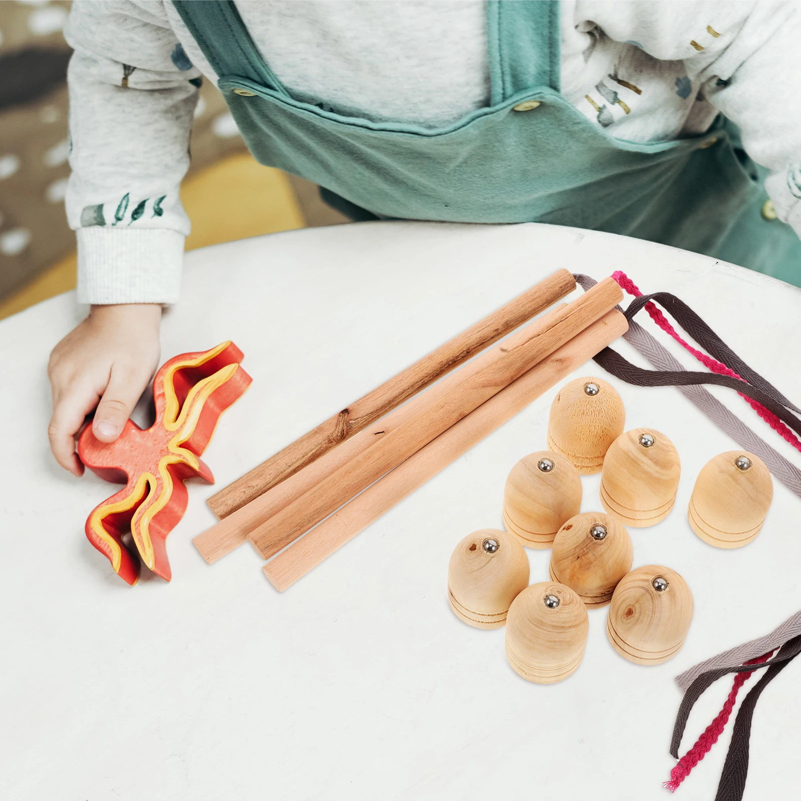 2Sets Holz Gyro Chinesische Traditionelle Rotierende Tops Spaß Outdoor Hand Auge Koordination Kinder Holz Gyro Tragen Beständig