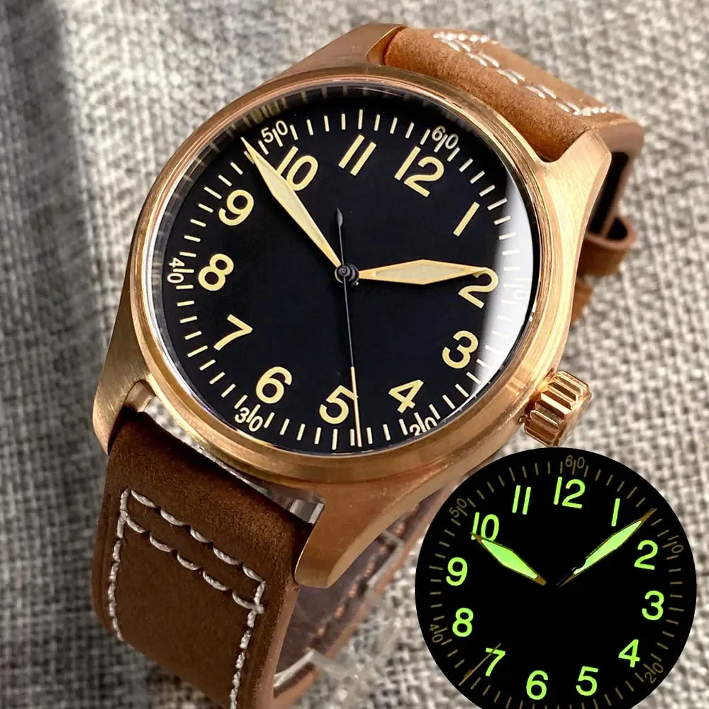 

Tandorio Diver 200m Waterproof 39MM CUSN8 Sollid Real Bronzed Pilot Case Dial Automatic Men Watch NH35A PT5000 Movement