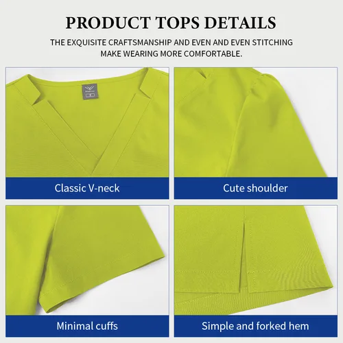 Imagen 2 del producto Niaahinn-uniforme de cirugía para enfermera, Tops con cuello en V, pantalones, conjuntos de exfoliación, ropa de trabajo quirúrgica, traje de enfermería para dentista, disfraz de médico de Hospital para mujer