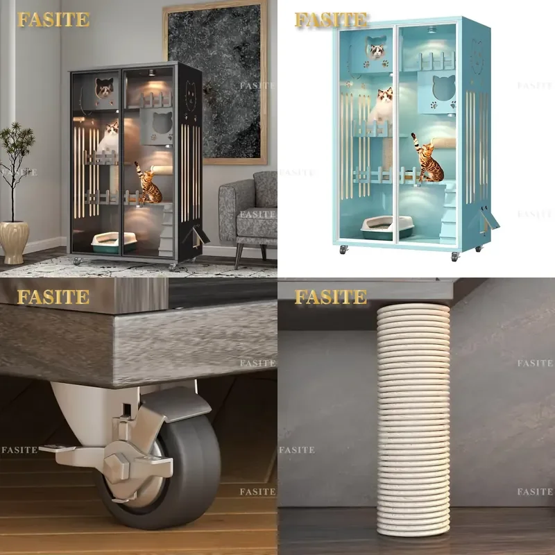 For Modern Luxury Cat Villa Wooden Breathable Large Living Room Space Multi Functional Animal Pattern Customizable Furniture