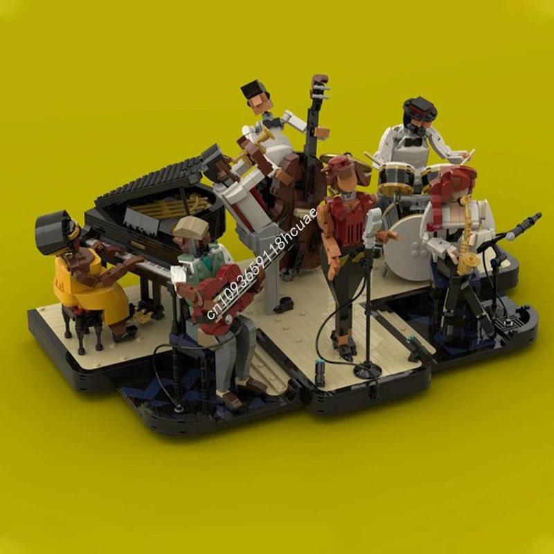 380pcs MOC Gitaris Jazz Blok Bangunan Hadiah Natal Ulang Tahun Kreatif Buatan Tangan DIY Sempurna untuk Penggemar ide Hadiah Blok