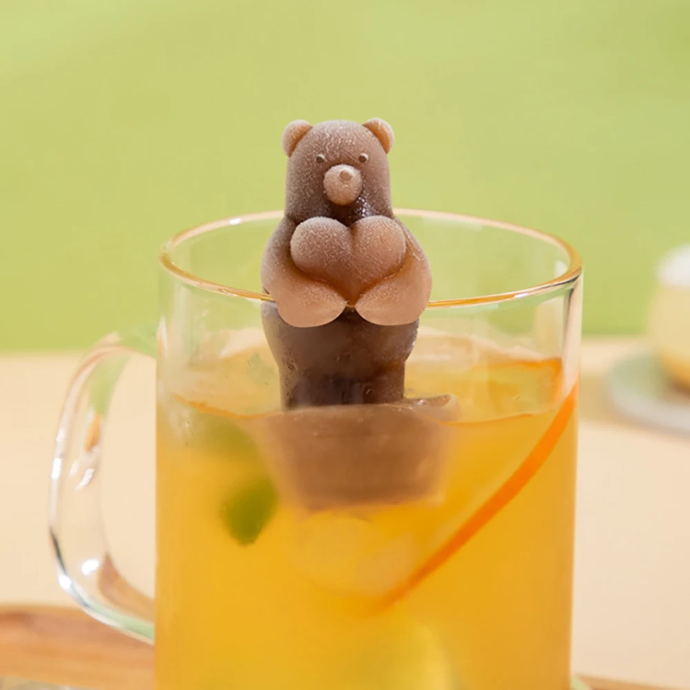 

Cartoon Bear 3D Stereo Silicone Ice Tray Mold Quick-frozen and easy-to-release milk tea and coffee ice cube mold ice mold