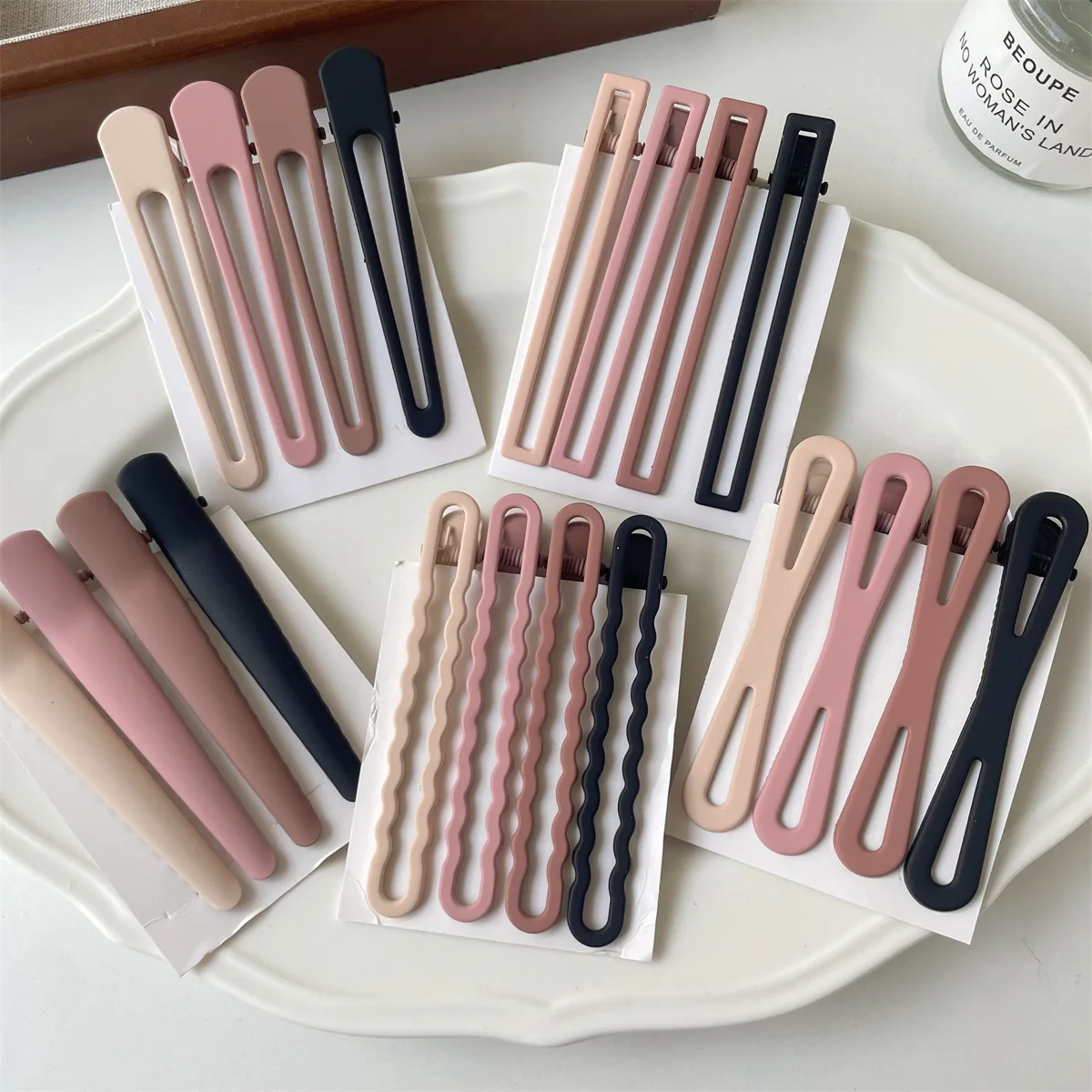 Matte Farbverlauf Kaffeebraune Haarspangen für Frauen Einfache Rutschfeste Entenschnabel-Haarklammern Haaraccessoires Wellenförmige Clips und Haarnadeln – Detail 1