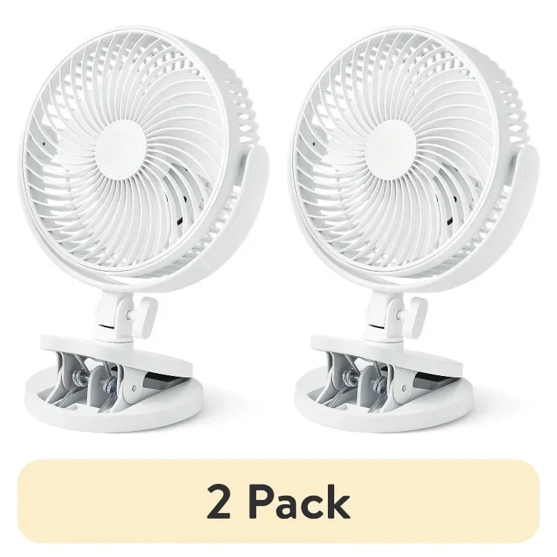 

NEW (2 pack) 6-inch New Desktop or Clip-on AC Electric Personal Indoor Fan with 2 Speeds, White-Home