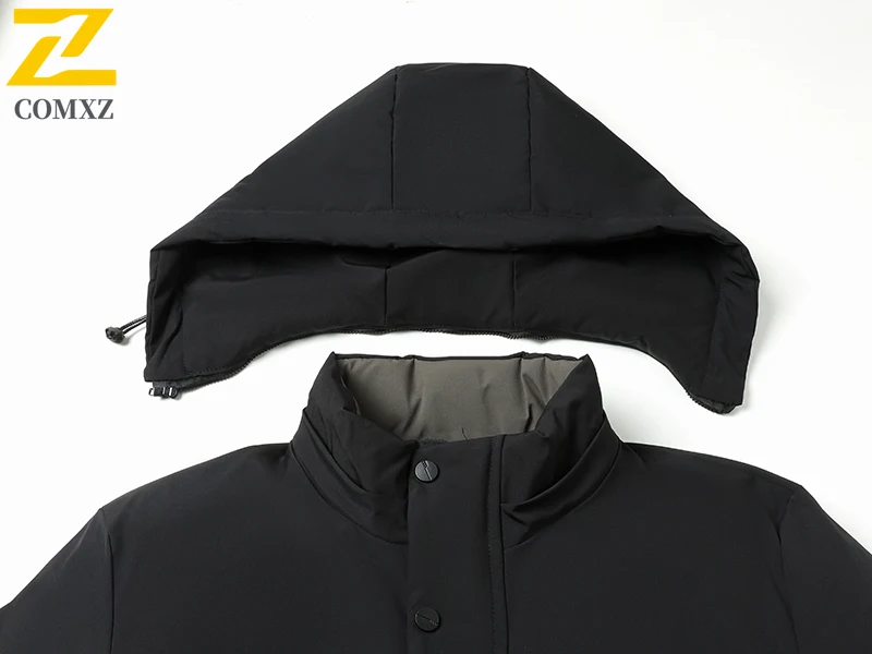 Männer Gepolsterte Jacke Mode Mit Kapuze Outdoor Büro Verdickt Warme Parka Minimalistischen Casual Reise Kälte Beständig Winter Männer Kleidung