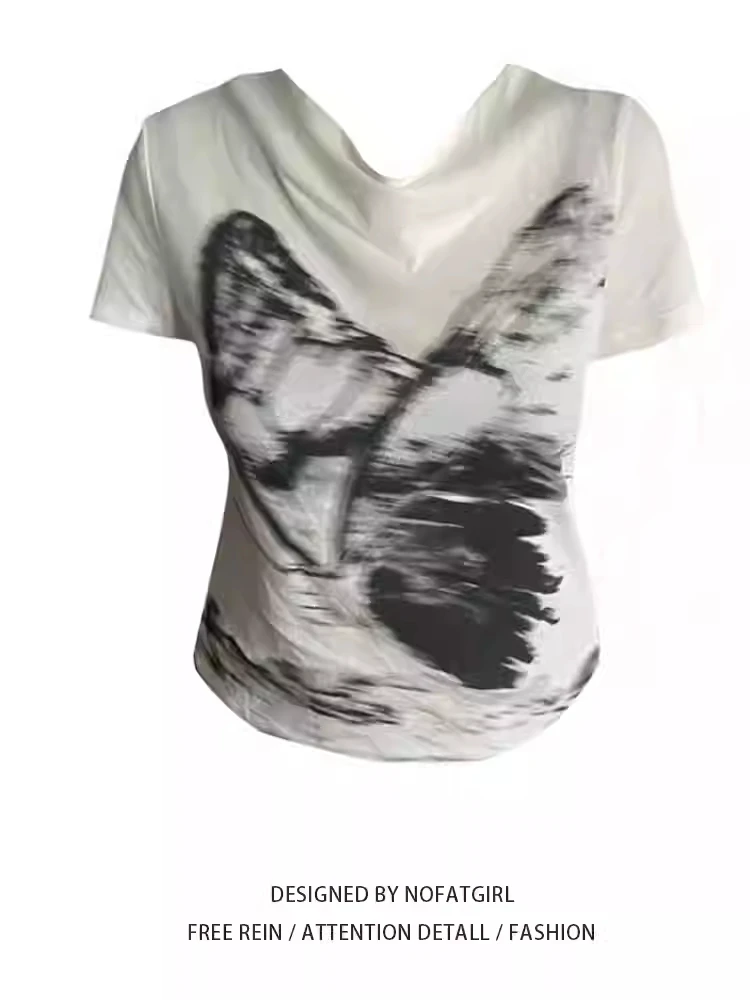 

Punk Vintage Butterfly T Shirt Women Clothes Streetwear Gothic Grunge White Tees Sexy Summer Emo Aesthetic Short Sleeve Y2k Top