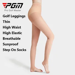 PGM Women High Waist Golf Leggings Lady Sunproof Ice Silk Long Leg Socks Girls High Elastic Breathable Pantyhose Golf Legggings