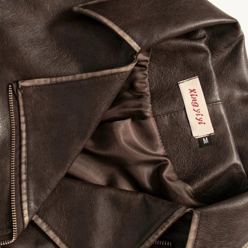 2025 New Retro PU Leather Jacket for Women Spring Autumn Korean Style Fashionable Coats  Punk Style Faux Leather Short Jacket