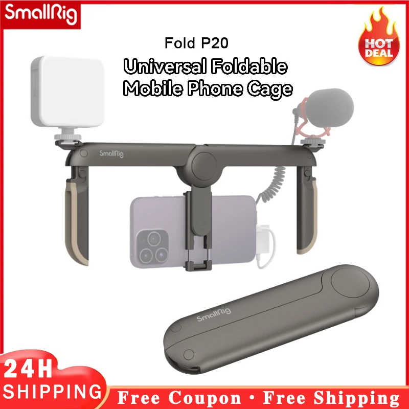 Smallrig Fold P20 Mobile Pocket Video Rig 4047 for Microphone and LED Video Light Photography Supports 65-80mm Wide Mobile Phone