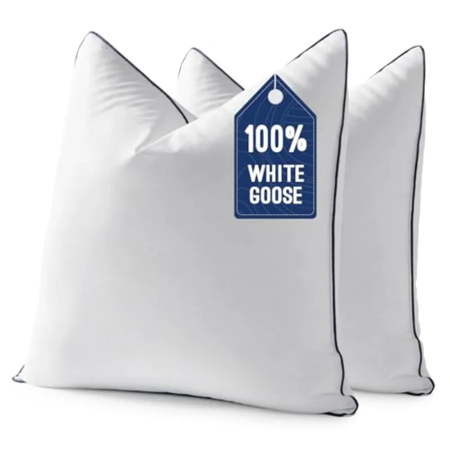 

Goose Feather Down 0x0 Pillow Insert Set of with 00% Down-Proof Cotton Cover, Soft Fluffy Decorative Pillow for Sofa Bed Couch