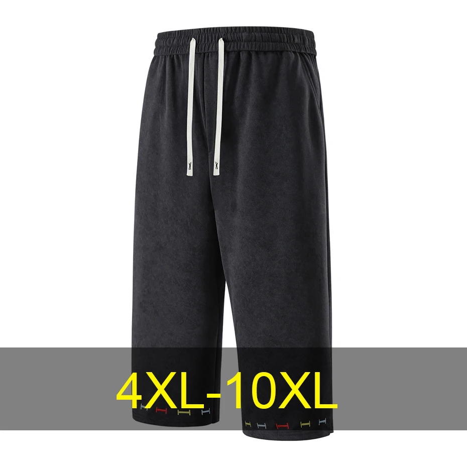 Summer Calf-length Pants Men Tie Dye Pants Plus Size 10XL Fashion Casual Stretch Waist Calf-length Pants Big Size 10XL