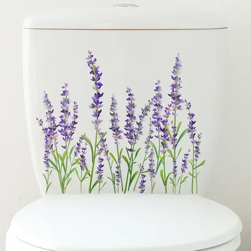 Plants Flowers Lavender Wall Stickers Toilet Wall Stickers Background Wall Decorations Bathroom Wall Stickers Self-adhesive