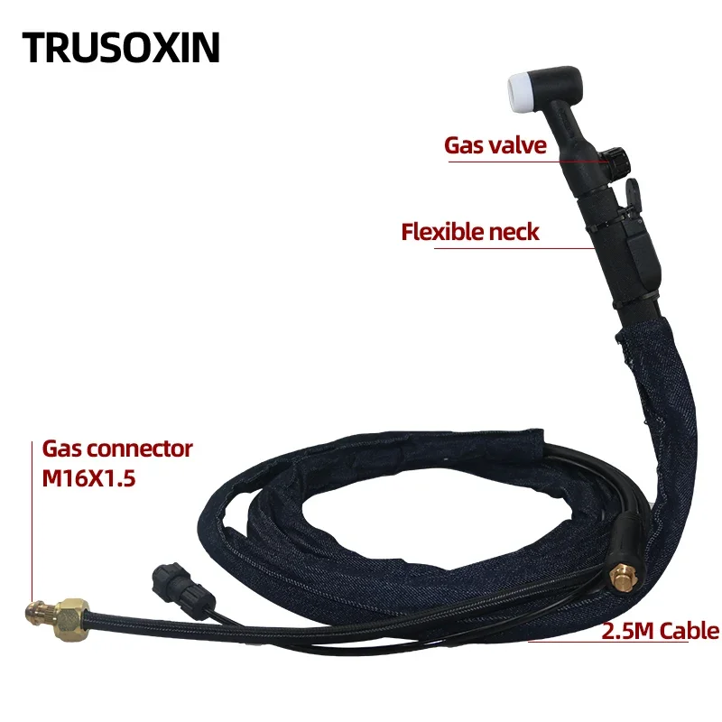 WP17V TIG Torch Tungsten Arc 2.5M Argon air cooled WP-17 flexible head gas valve TIG torch set accessories