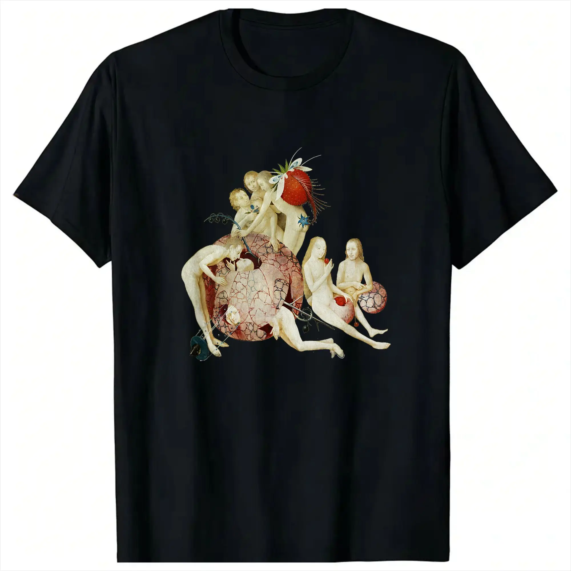 Hieronymus Bosch  The Garden of Earthly Delights Men T Shirts  Vintage Tees Short Sleeve O Neck T-Shirts Cotton Printing Tops