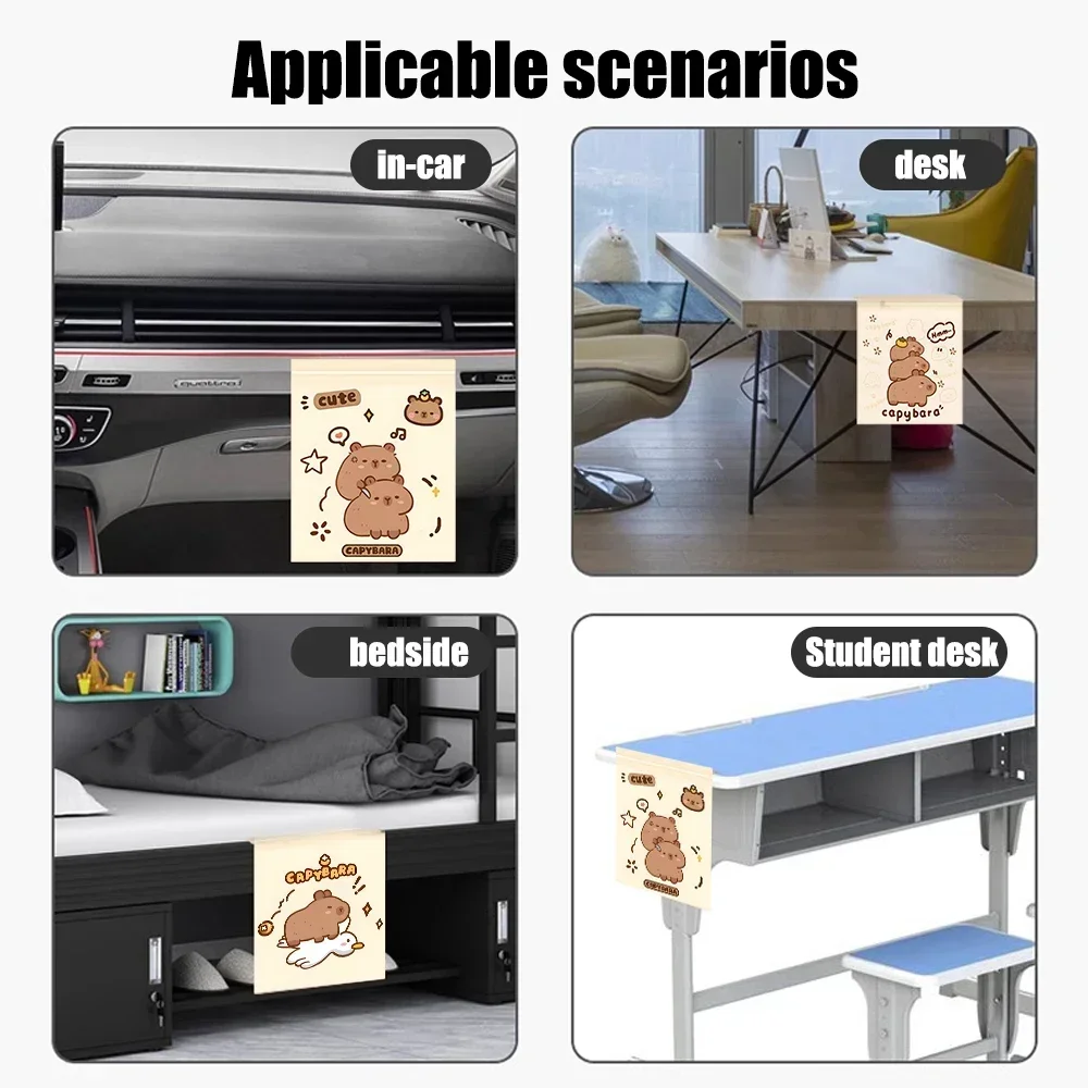 Disposable Car Garbage Bags Capybara Pattern Trash Bags Car Seat Back Self Adhesive Cleaning Bag Portable Table Edge Garbage Bag