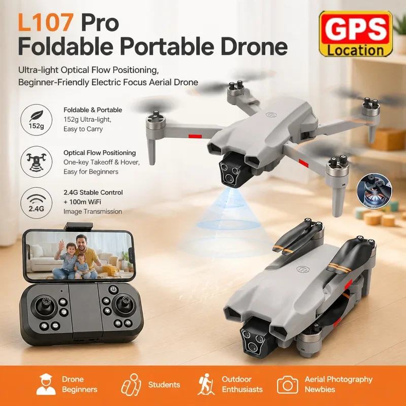 NEW L107 Pro Mini Drone Professional Drones Profesional 8K 90° HD Camera Dron Long Distance For Children's Aerial Photography Fo