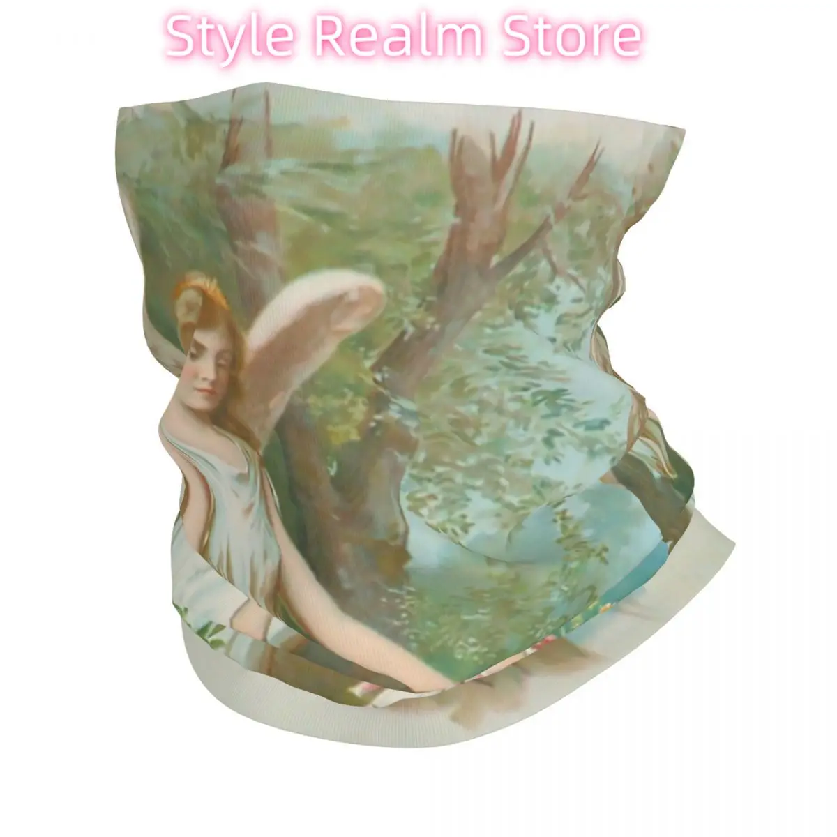 

Custom Vintage Guardian Angel Bandana Winter Neck Warmer Men Windproof Wrap Face Scarf for Ski Gaiter Headband