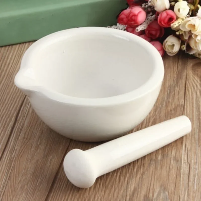 Mini Pestle and Mortar White Porcelain Mixing Grinding Pill Crusher Bowl Set New