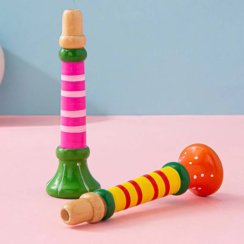 2 stücke Kinder Holz Trompete Spielzeug Kinder Pfeife Horn Musical Instrument Frühe Pädagogische Montessori Spielzeug Sound Training Spiele TMZ