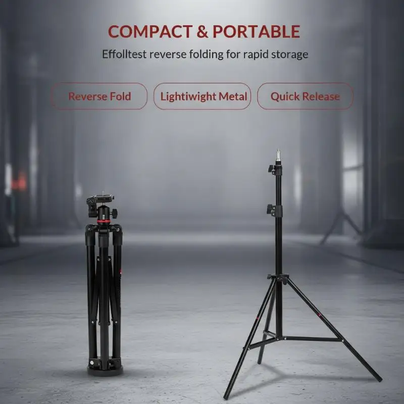 1Pcs Foldable Portable Lighting Tripod Photographic Light Stand Phone Holder Camera Flash Mount Brackets Live Streaming Stand