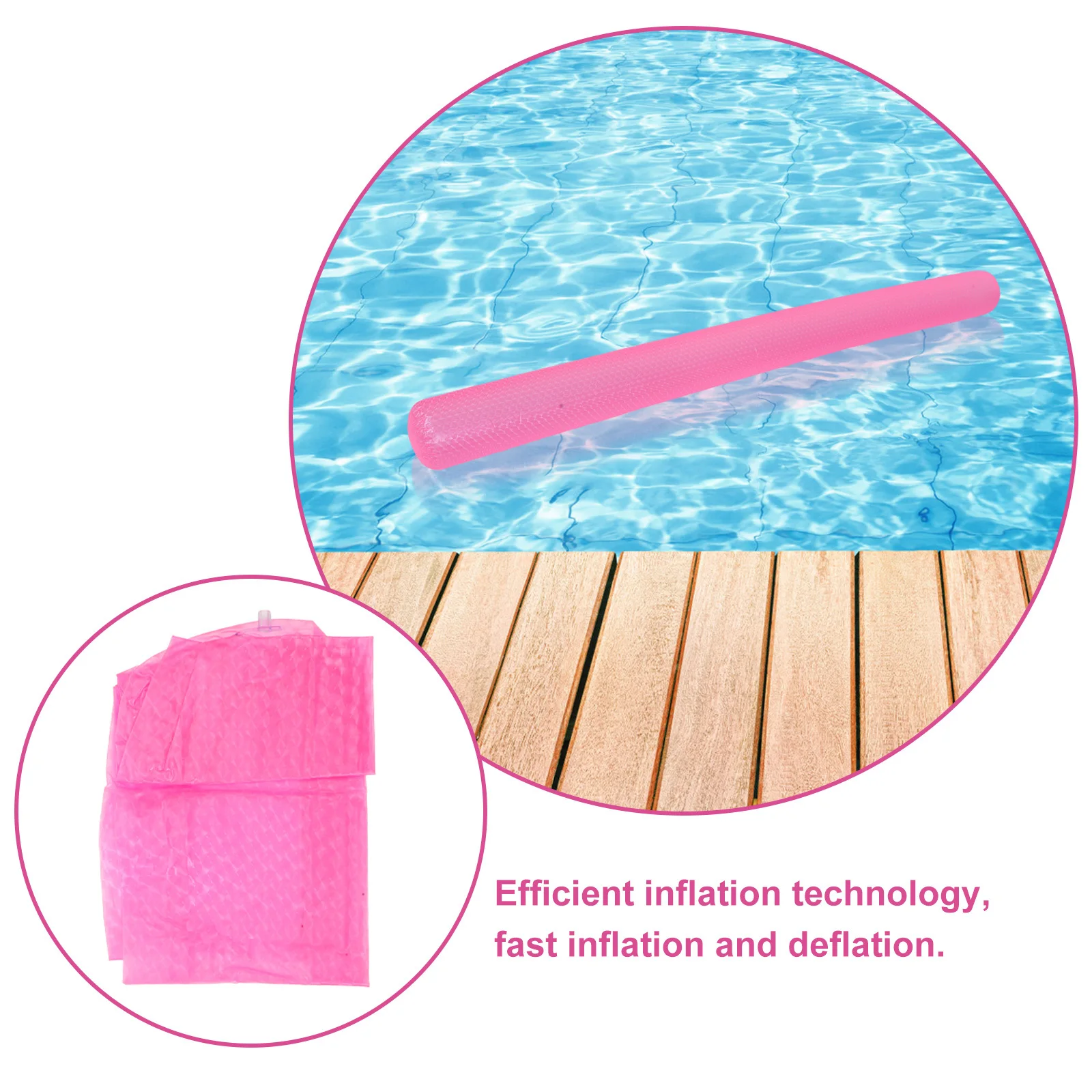 قطعتان من نودلز حمام السباحة الوردية القابلة للنفخ - عصا سباحة ناعمة لدعم الذراع للبالغين، رؤية معززة، استخدام آمن في حمامات السباحة