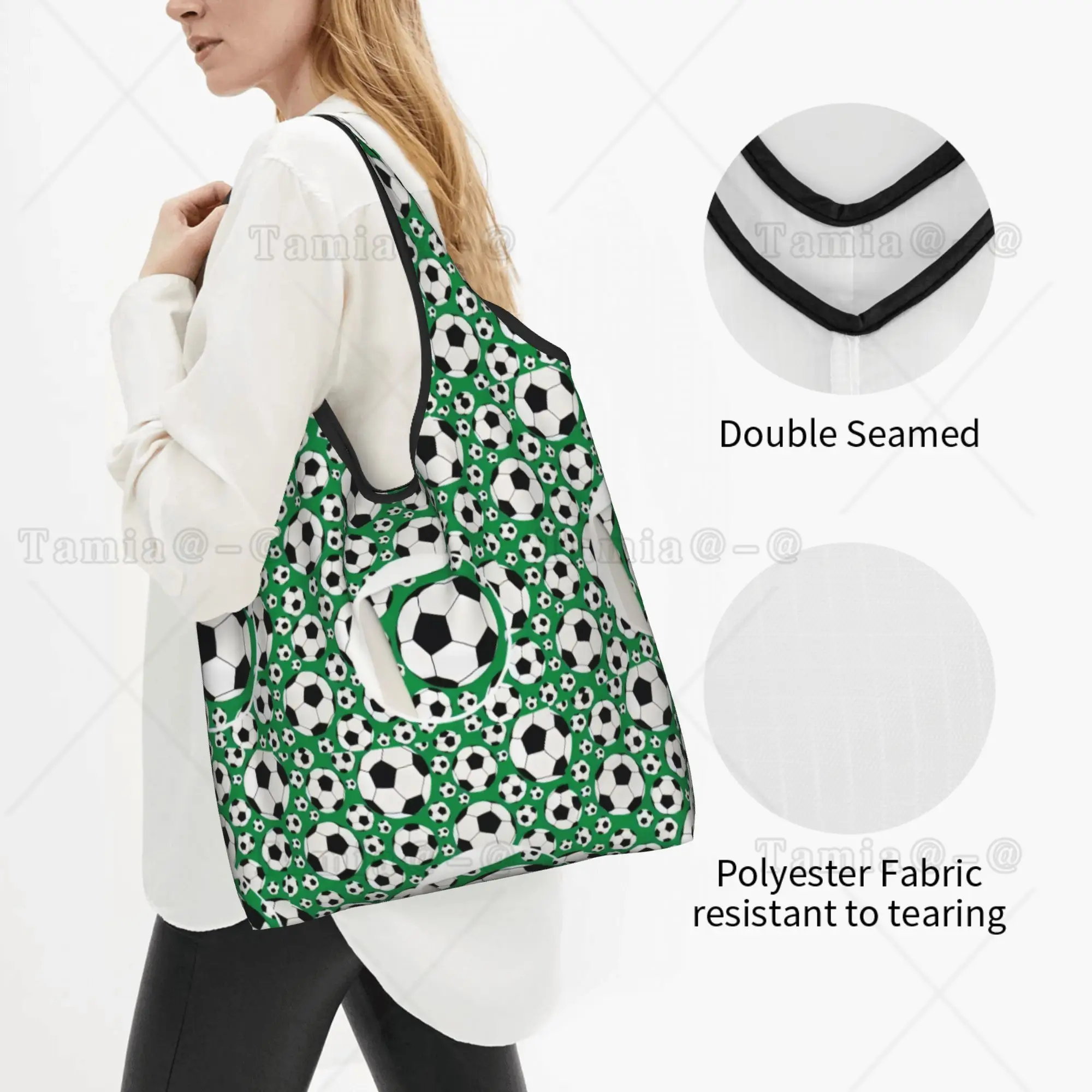 Kawaii Printing Cool Soccerly Footbally Print  Shopping Tote Bags Portable Shoulder Shopper  Handbag