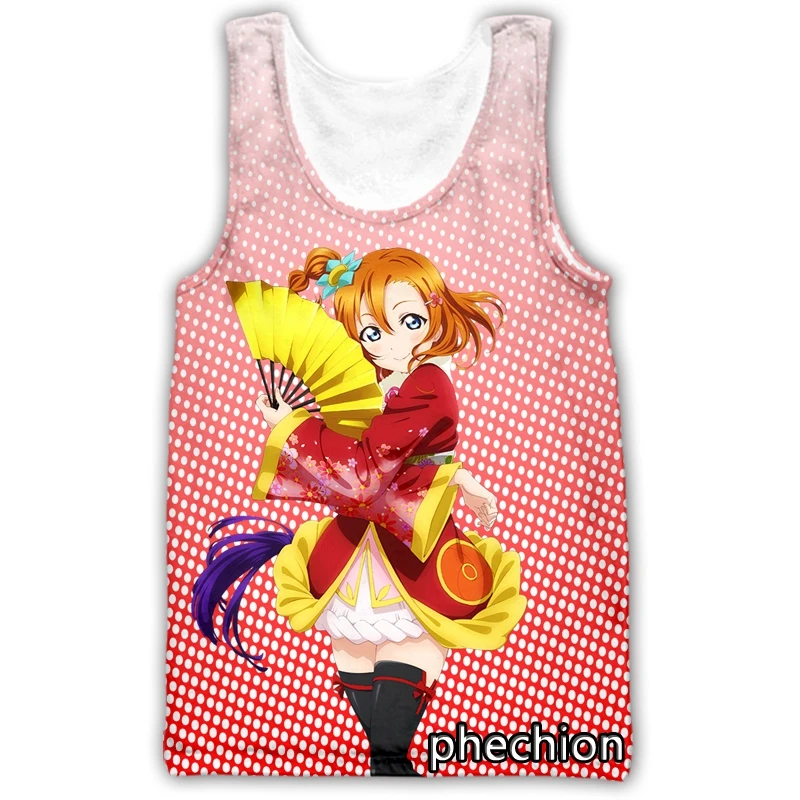 phechion New Fashion Men/Women LoveLive Kousaka Honoka 3D Printed Sleeveless Vest Streetwear Men Loose Sporting Tank Tops A110