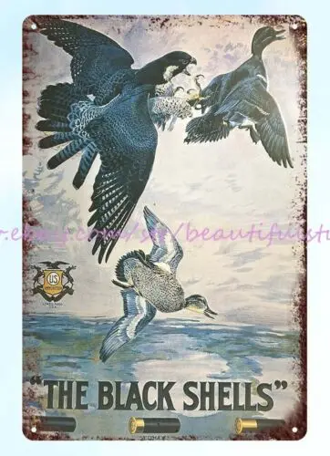 1970s us ammunition cartridge hunting black shells duck waterfowl metal tin sign