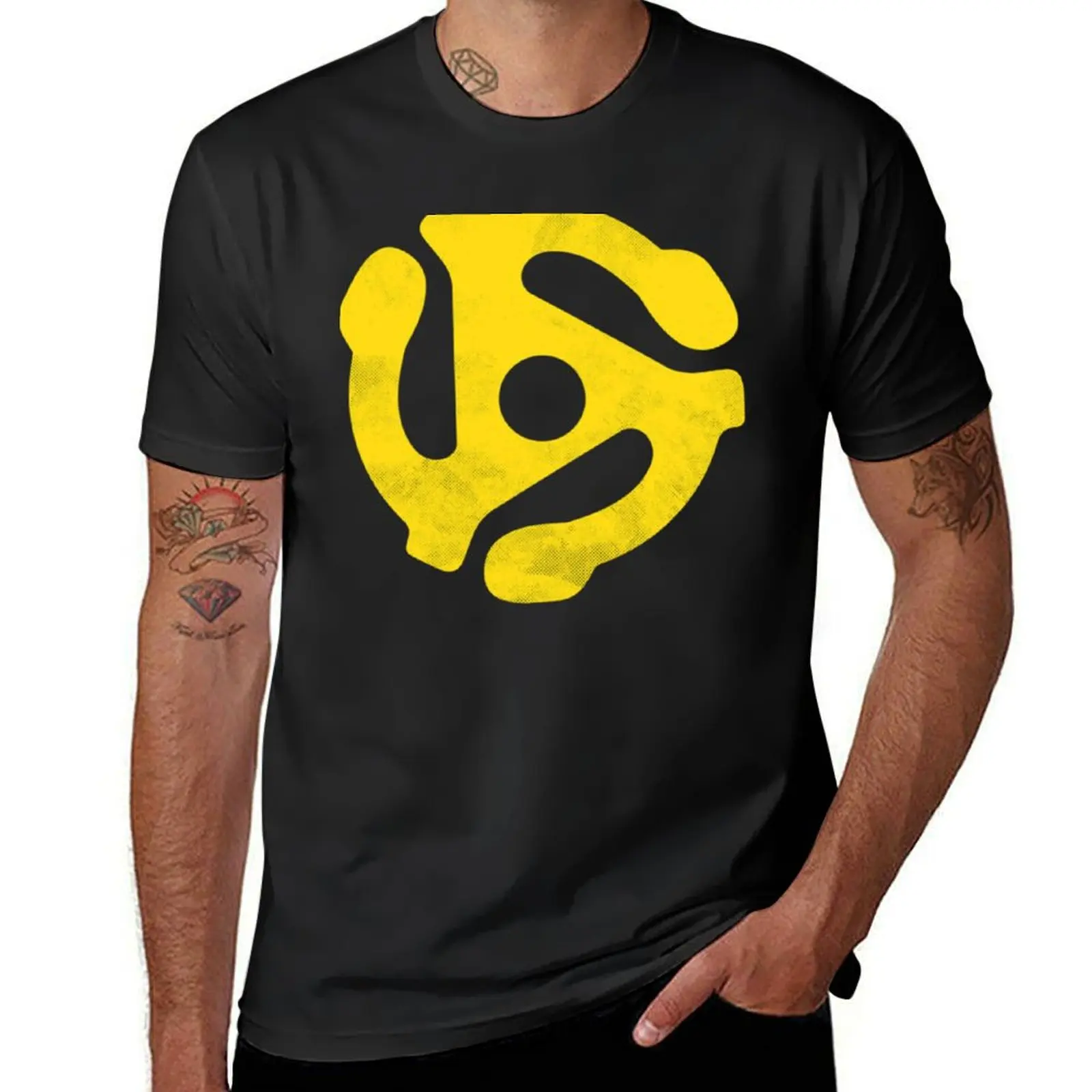 Camiseta desgastada con inserto de disco de vinilo para hombre, ropa estética de tallas grandes, camisetas de Campeón, 45