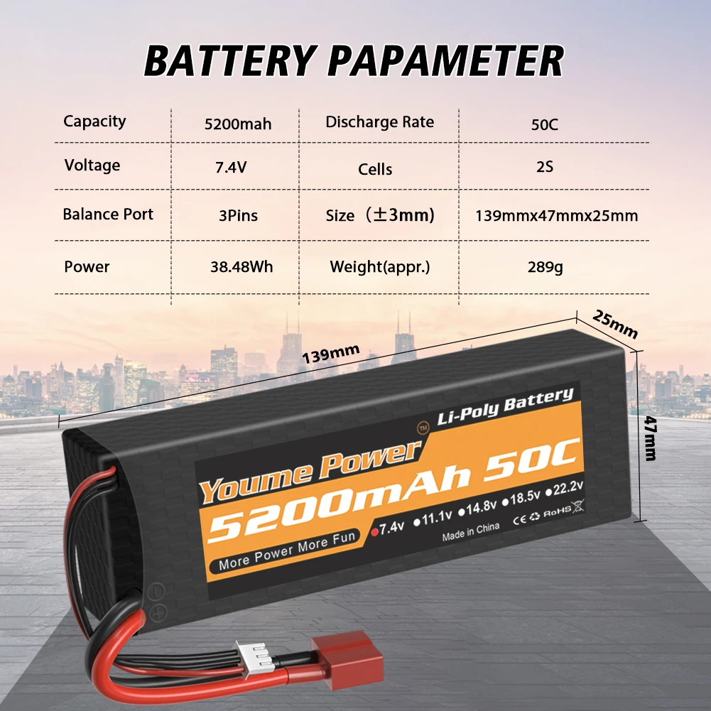 Youme 2S 3S 4S 62000mah 5200mah يبو بطارية 7.4V 11.1V 14.8V T XT60 غطاء واقٍ مزخرف لهاتف آيفون RC أجزاء