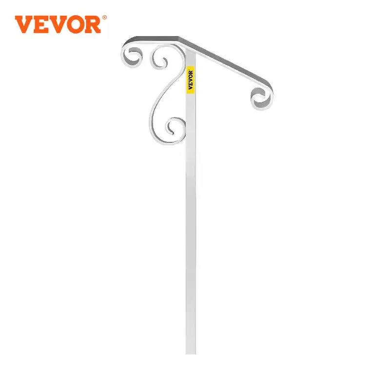 VEVOR Handrails 1-2 Steps Outdoor Stair Railing grabbing railroad Single Post Wrought Iron Handrail Flower Design Porch Railings