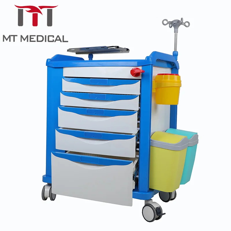 MT MEDICAL Full Accessories Luxury Hospital Furniture Hospital Crash Cart Medical Clinic Emergency Trolley