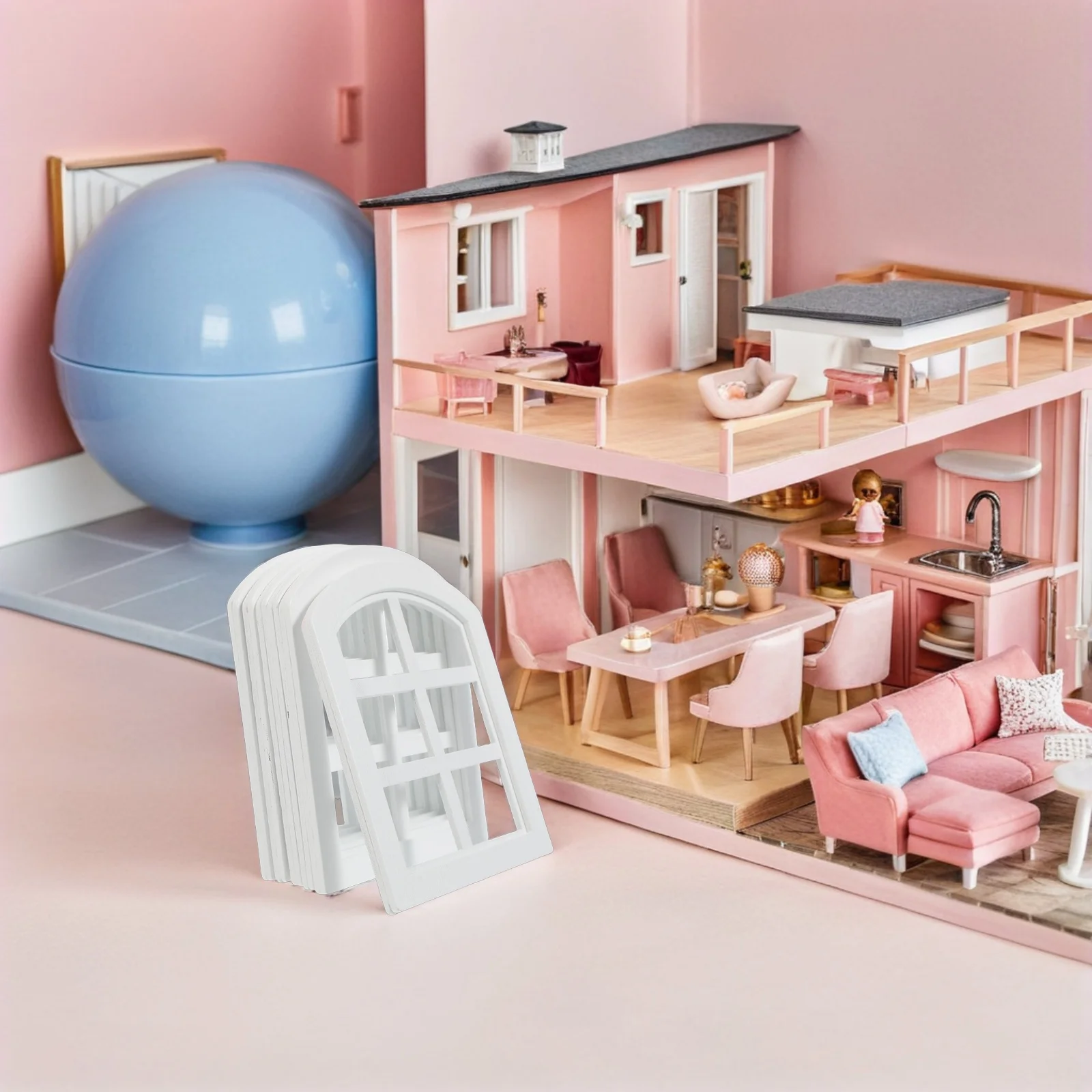 

6Pcs Miniature Wooden Dollhouse Windows 1:12 Scale for DIY Craft Small House Accessories Interior Design Dollhouse Windows