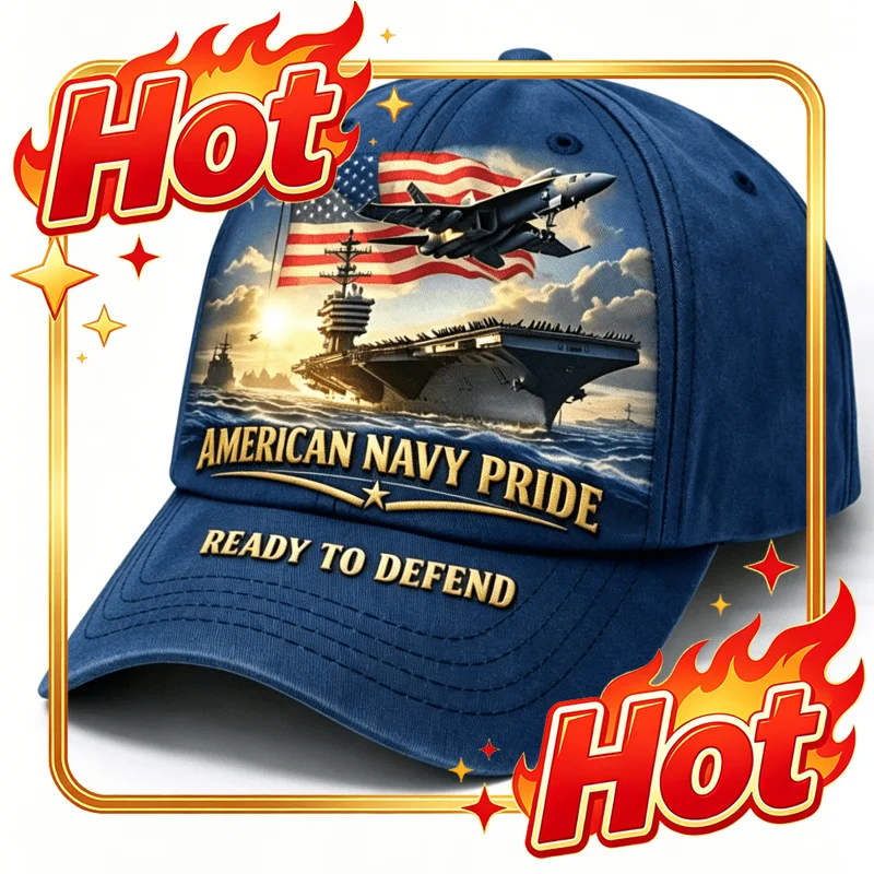 Custom Men' & Women' American Navy Pride Adjustable Baseball Cap - Patriotic Hat With Aircraft Carrier, Fighter Jet Design & Fla
