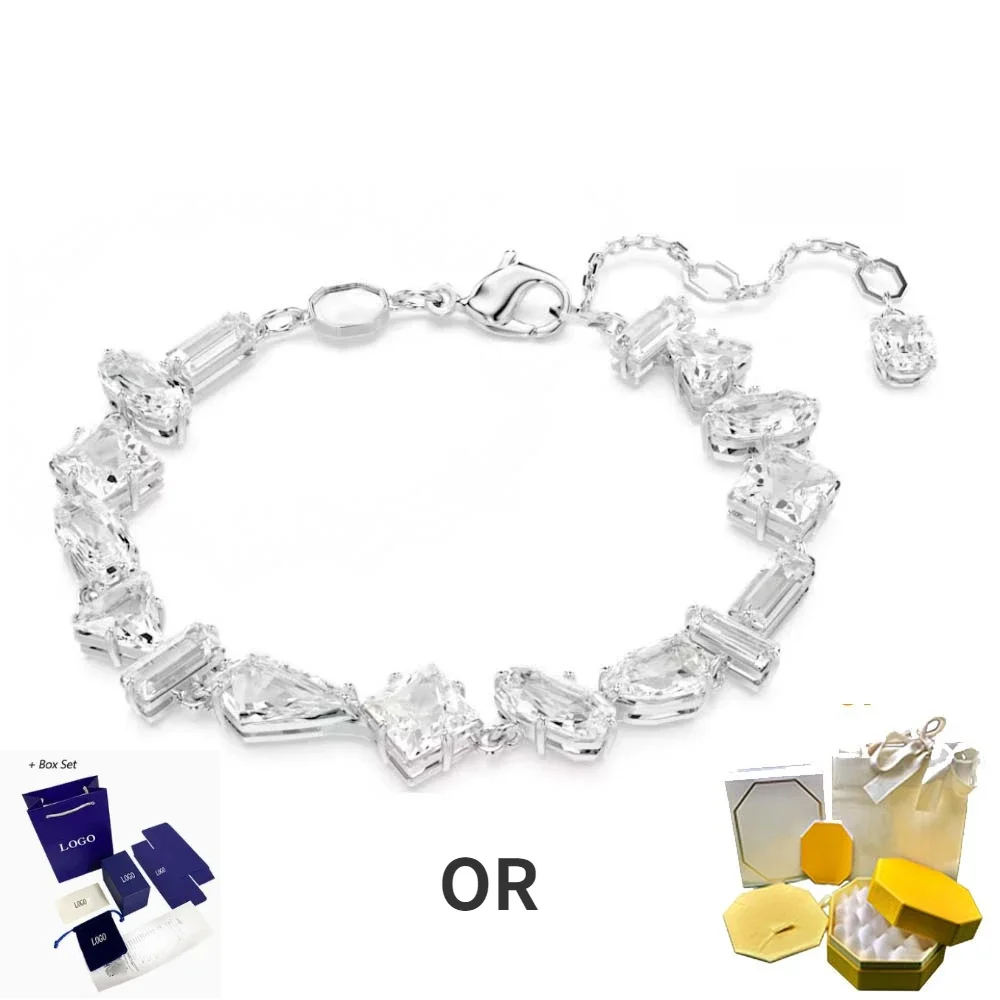 2024 SW Fashion New Messera White Mixed Cut Bracelet Imitation Crystal Women's Jewelry Exquisite Gift