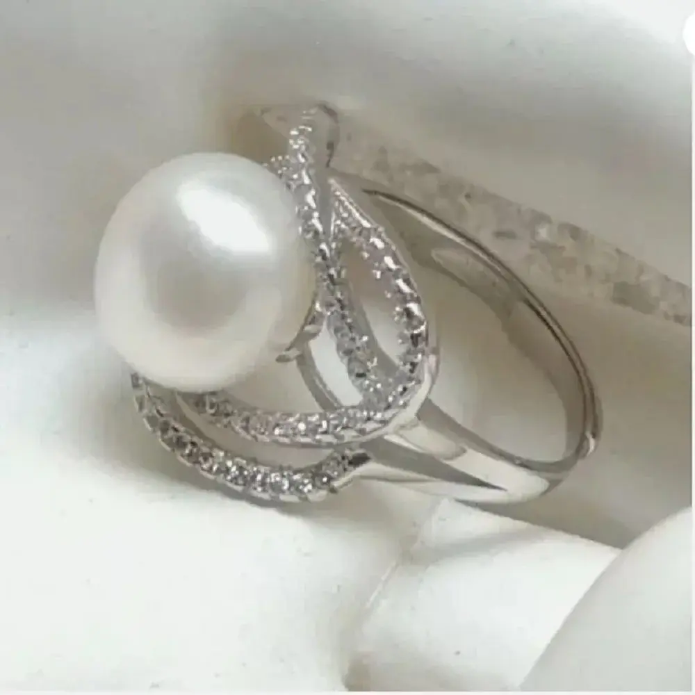 Pearl Ring 11-12mm Gorgeous AAA+ Akoya White Adjustable Size 925S Freeshippings Items