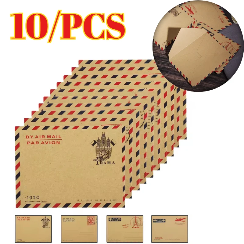 10pcs 9.7*7.5cm  Retro Popular Envelope Postcard Letter Durable Kraft Stationery Storage Paper School Supplies