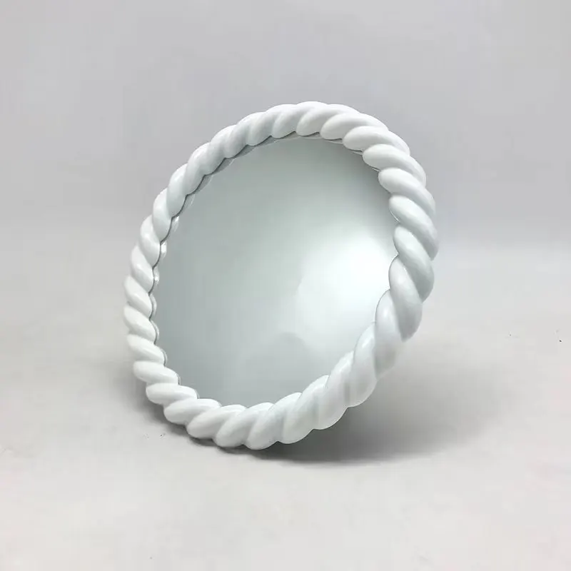 Klappbarer Kunststoffspiegel, cremefarbener quadratischer Spiegel, runder Schminkspiegel, verstellbarer Spiegel für persönlichen Desktop-Make-up-Spiegel