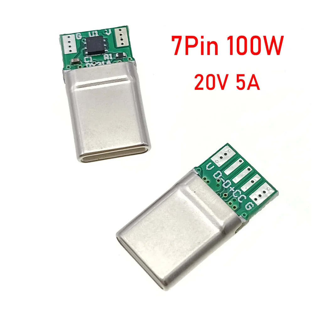 USB 3.1 Type-C 7Pin PD100W Złącze męskie Adapter gniazda do lutowania Kabel 20V 5A Wysoki prąd Obsługa płytki PCB