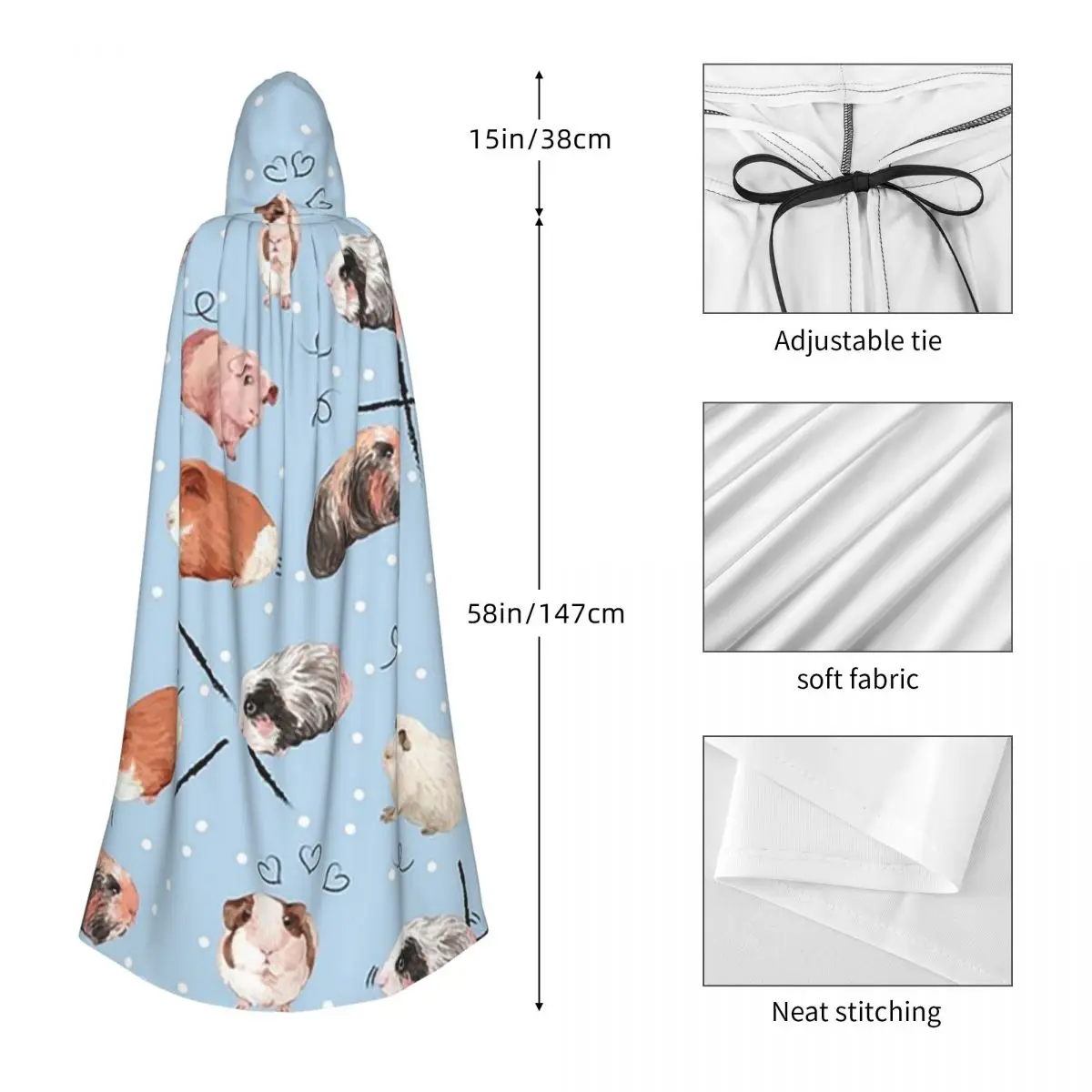 conejillo de indias lista de tareas diarias capa larga azul con capucha disfraz Medieval de bruja capa de Cosplay fiesta de Halloween adulto Unisex