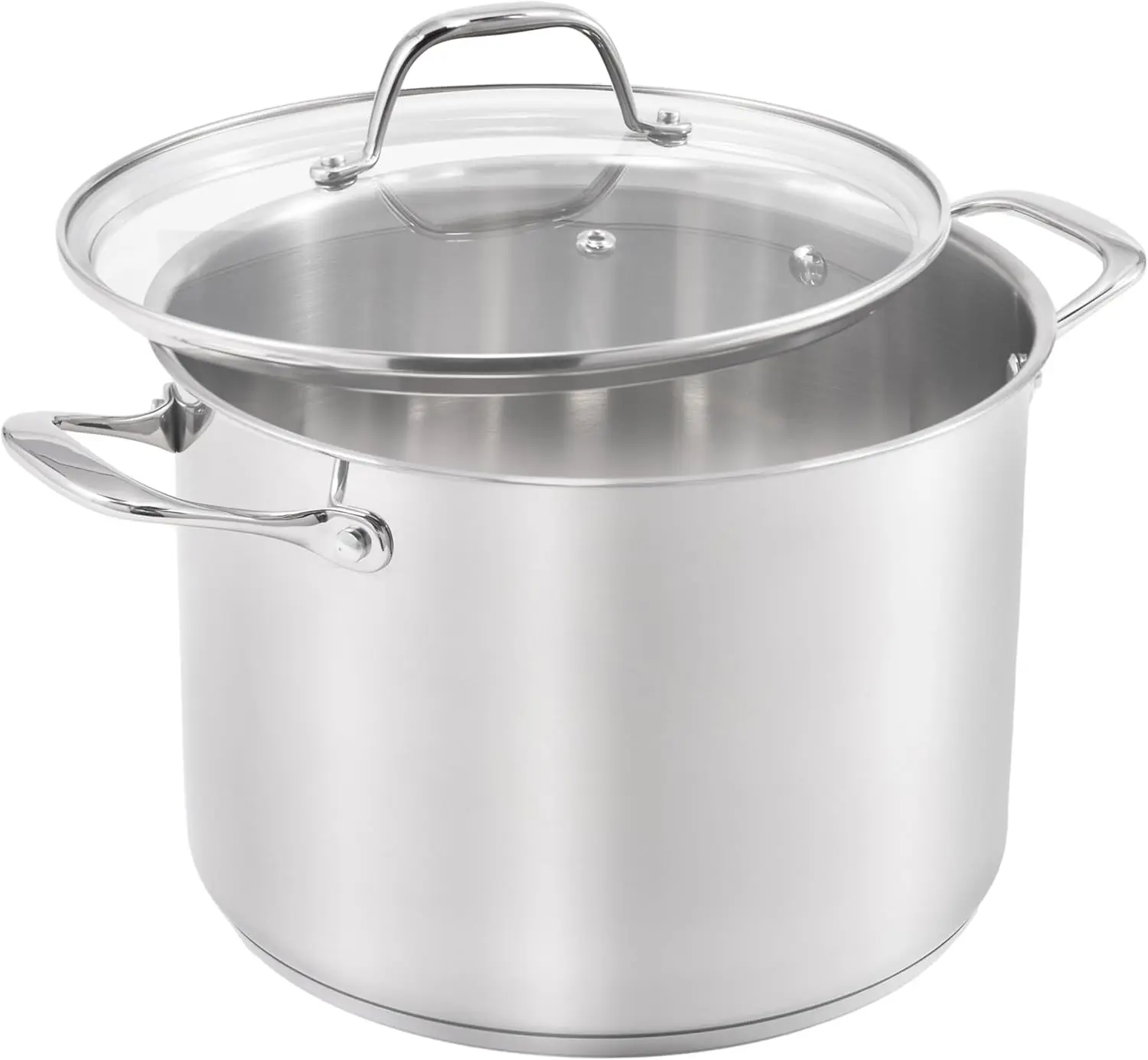 

8-Quart Stainless Steel Stock Pot with Glass Lid, Tri-Ply Base, Oven & Dishwasher Safe for All Stovetops