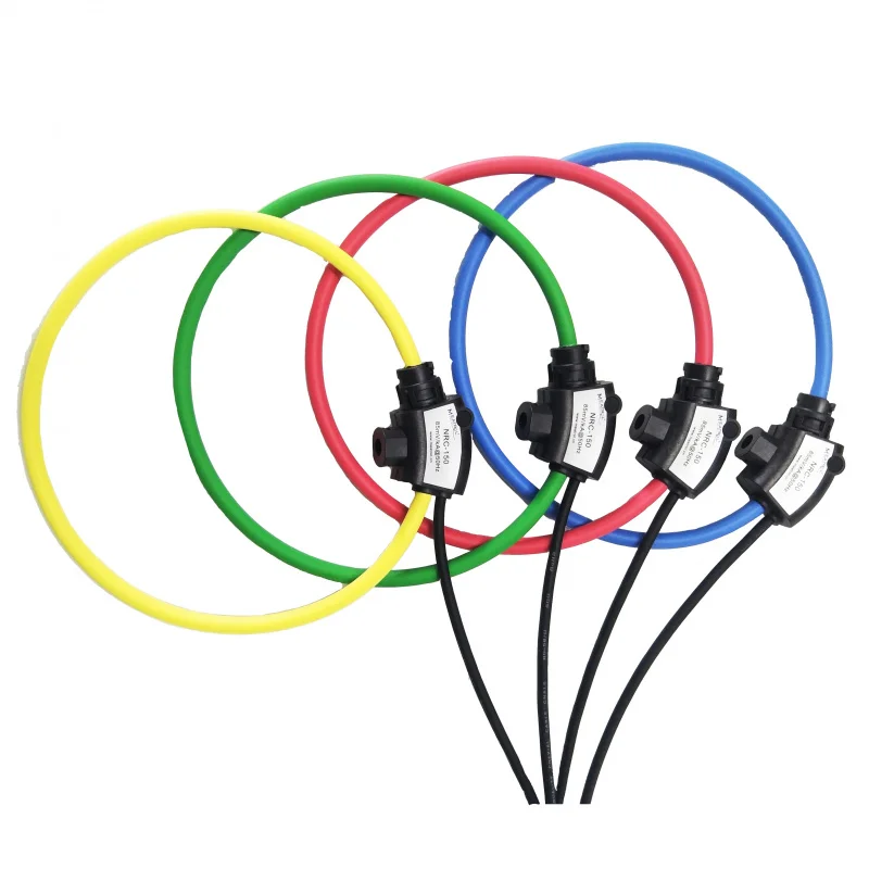 4pcs Yellow Green Red Blue Rogowski Coil Flexible AC Current Transformer 3 Phase Current Sensor for Electrical Energy Meter Powe